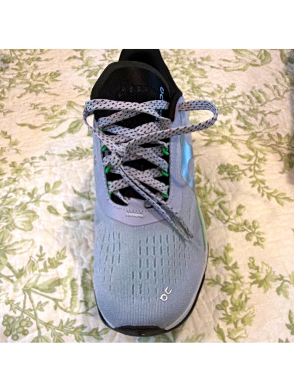 On Running Women’s Athletic Shoe in Light Blue with Green Accents